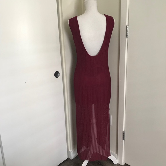 Lulu's Net-Worth It Burgundy Sleeveless Mesh Midi Dress XS - Picture 6 of 9